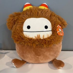SOLD - NWT Authentic Squishmallow 12” Benny the Bigfoot with Candy Corn Headband